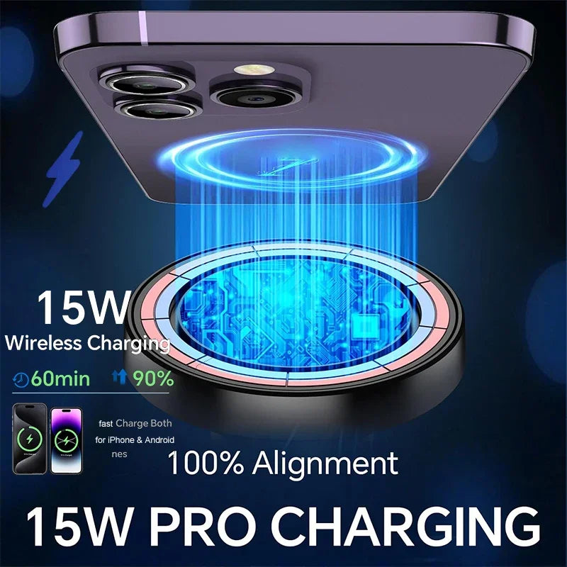 Magnetic Wireless Car Charger – 15W Fast Charging Mount for iPhone and Samsung