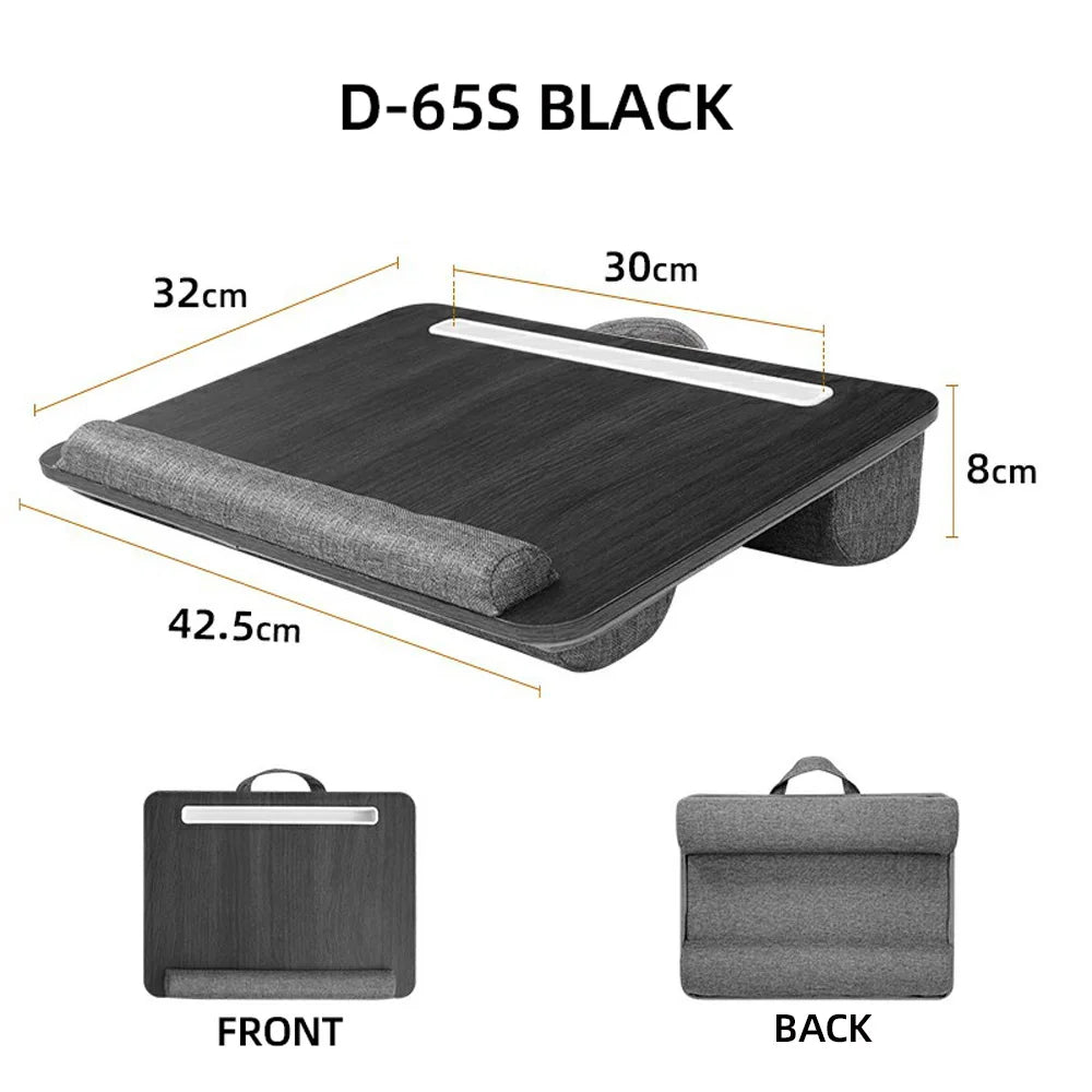 Portable Wooden Laptop Bed Desk – 15 Inch Lap Tray with Cushion for Study