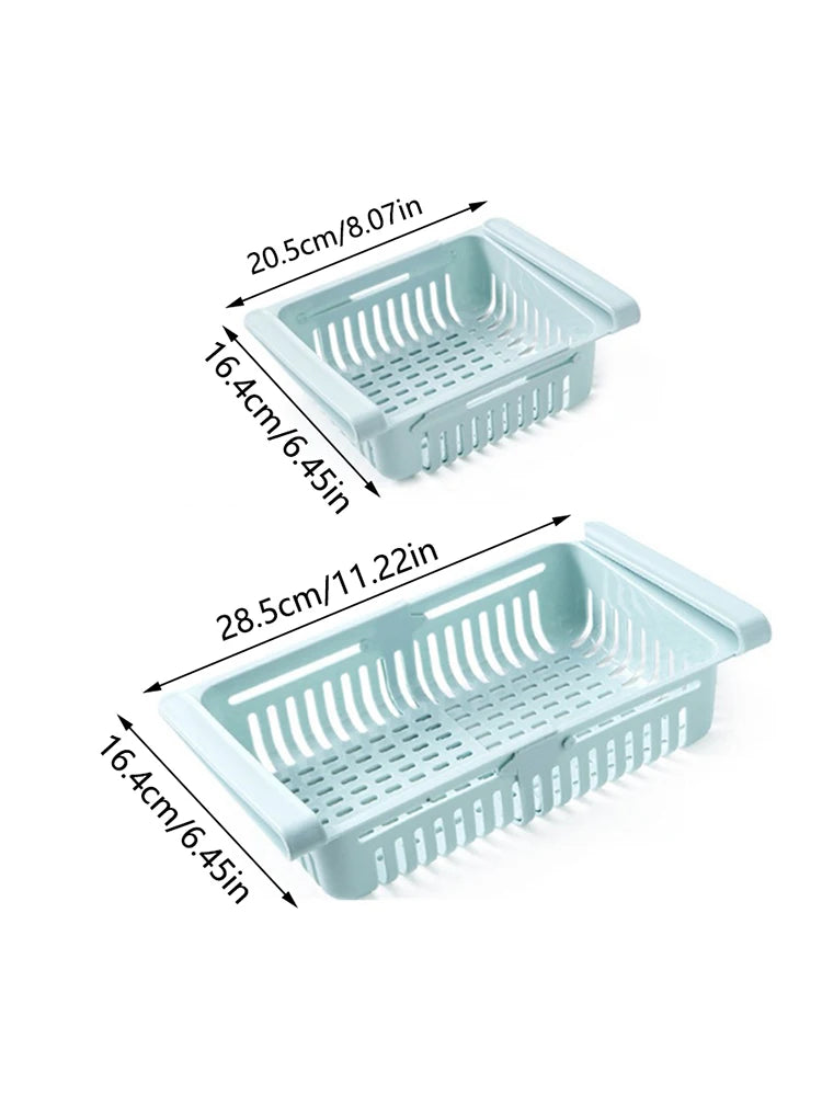 Retractable Refrigerator Storage Basket – Adjustable Kitchen Drawer for Organization