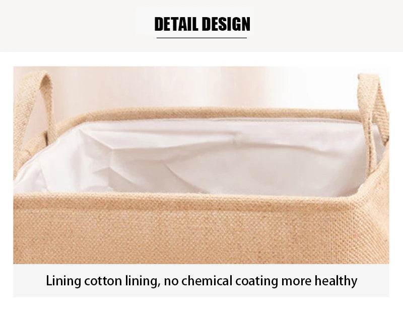 Foldable Jute Laundry Basket – Large Capacity Fabric Storage for Bathroom