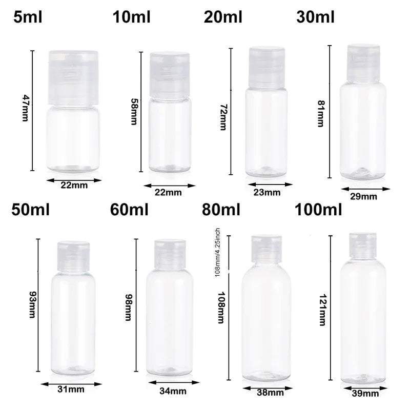 Clear Plastic Squeezable Bottles – Travel Size Containers for Liquid Toiletries