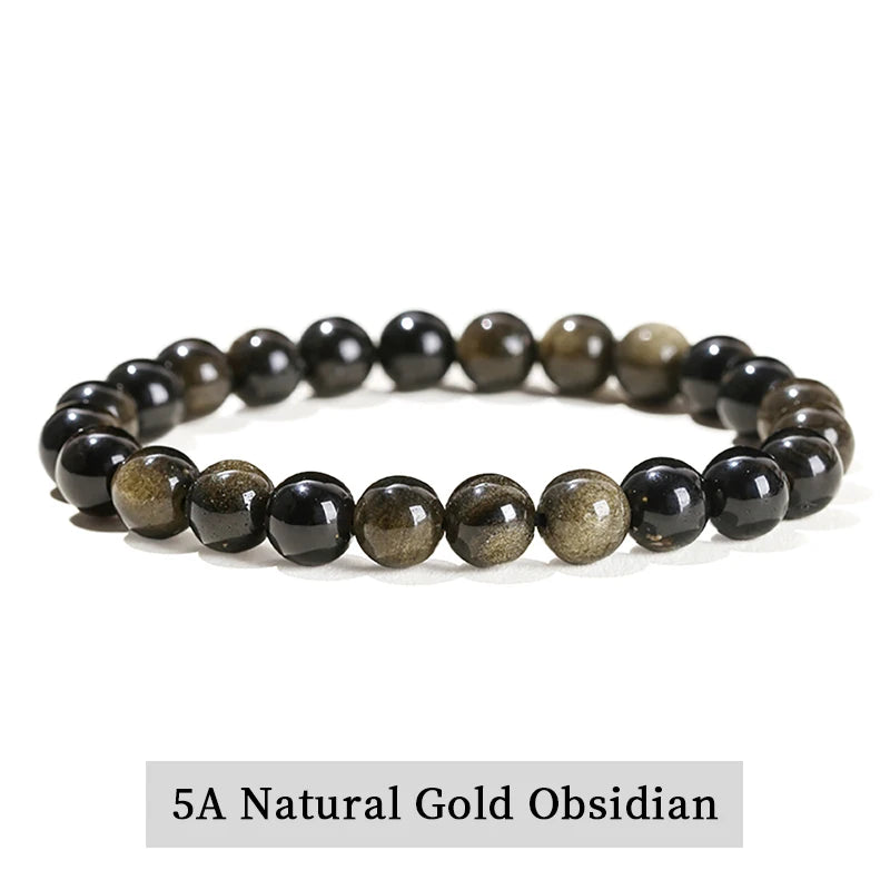 Natural Stone Bead Bracelet – Healing Crystal Gemstone Jewelry for Men and Women