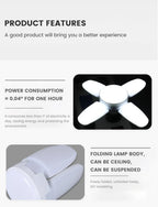 Foldable LED Fan Bulb – Adjustable 28W Ceiling Light for Garage and Warehouse