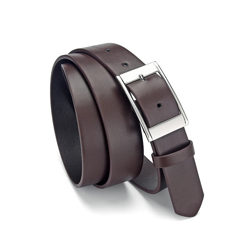 Mens PU Leather Belt – Designer Style Metal Pin Buckle for Casual Jeans