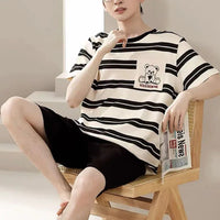 Striped Bear Pajama Set – Breathable Cotton Loungewear for Men