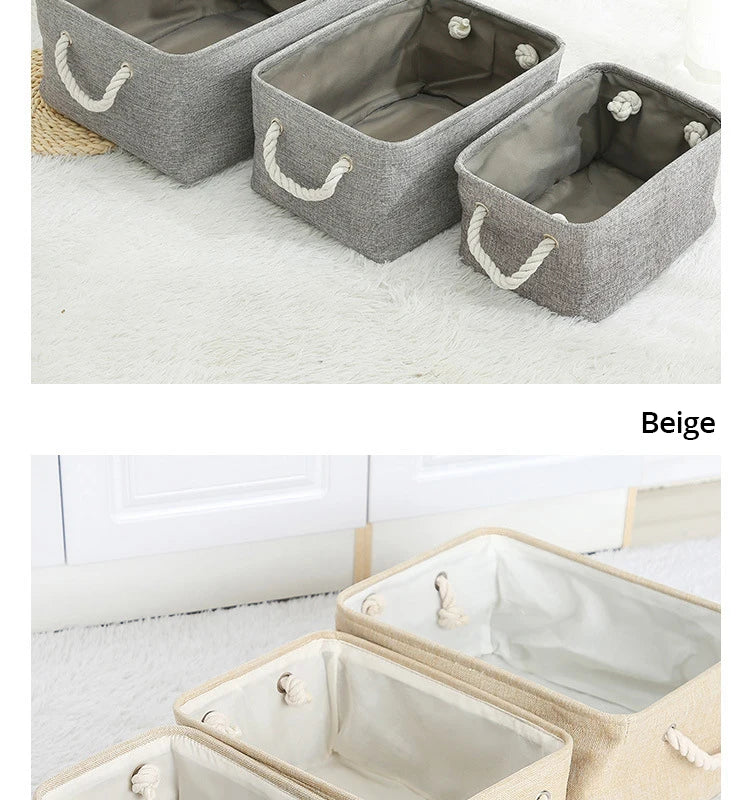 Linen Folding Storage Basket – Fabric Organizer for Wardrobe and Laundry