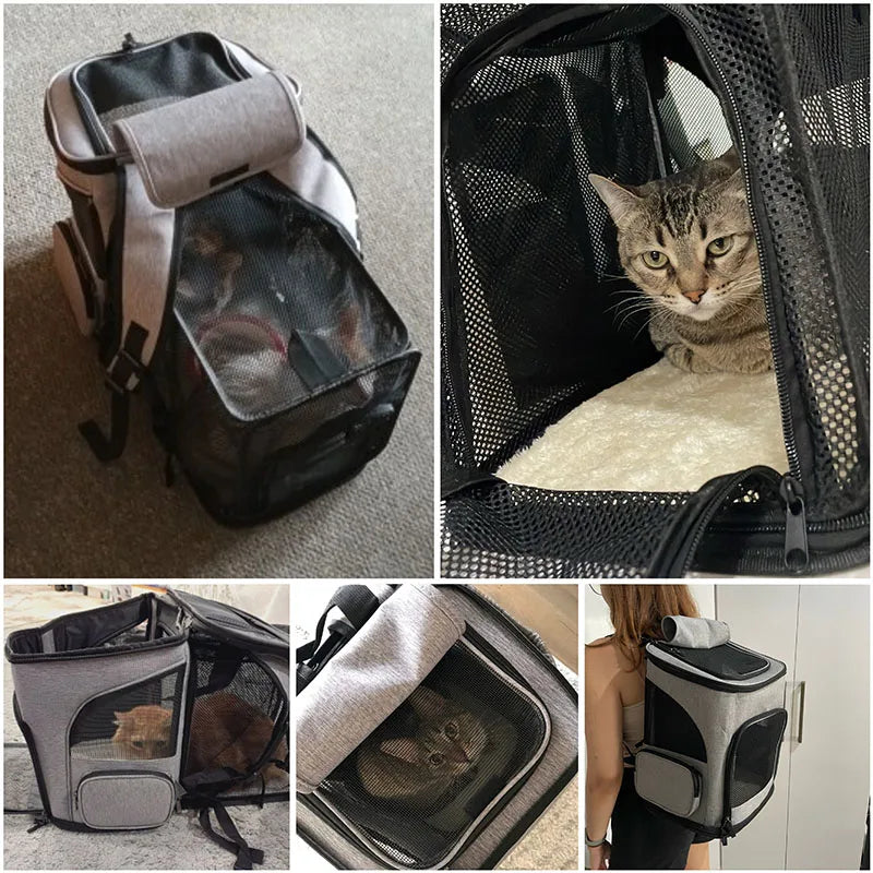 Expandable Pet Carrier Backpack – Breathable Travel Bag for Cats and Dogs