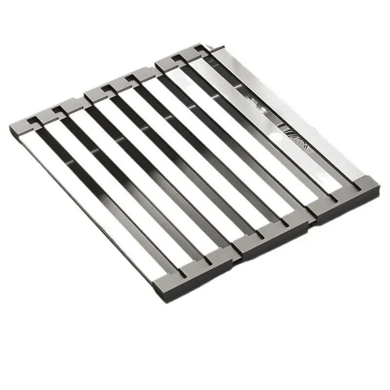 Stainless Steel Roll Up Drain Rack – Foldable Kitchen Dish Drying Basket