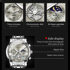 Quartz Chronograph Watch – Moon Phase Luminous Wristwatch for Men