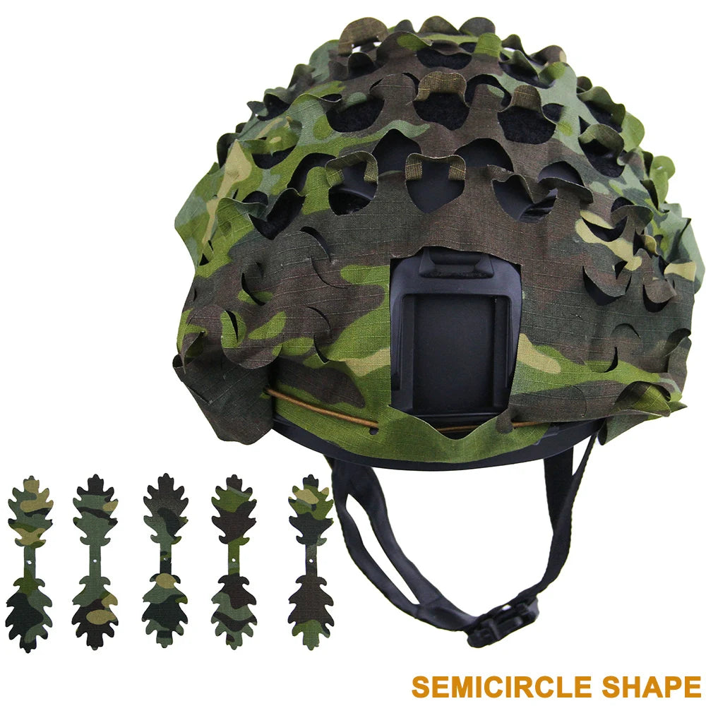 3D Camo Mesh Helmet Cover – Laser Cut Leaf Accessory for Airsoft and Hunting