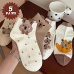 Capybara Knit Knee-High Socks – Cute Cartoon Women's Casual Hosiery