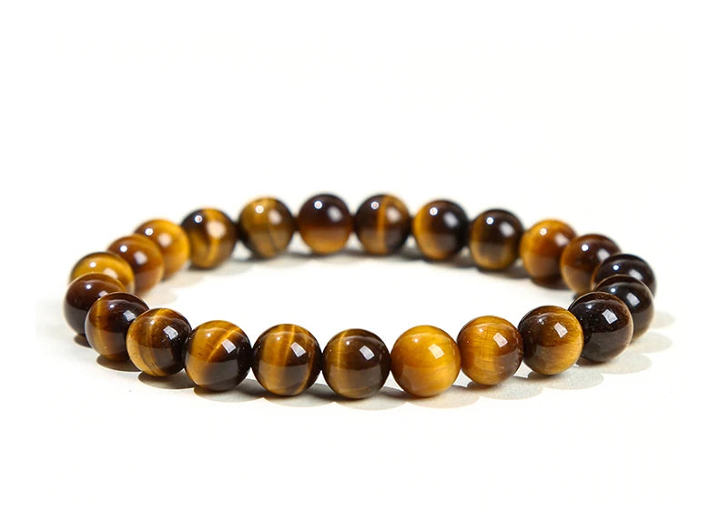 Natural Stone Bead Bracelet – Healing Crystal Gemstone Jewelry for Men and Women