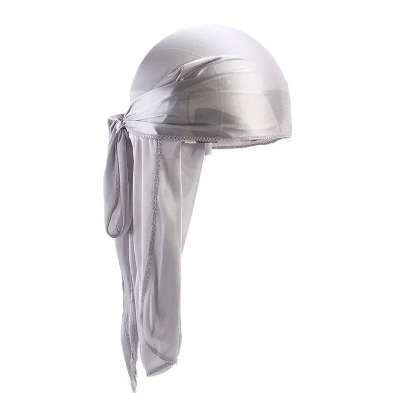 Silky Long Tail Durag – Satin Wave Cap for Men and Women Hair Styling