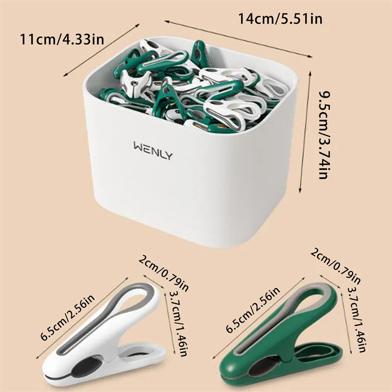Plastic Clothes Pins with Basket – Laundry Hanging Clips for Socks and Underwear