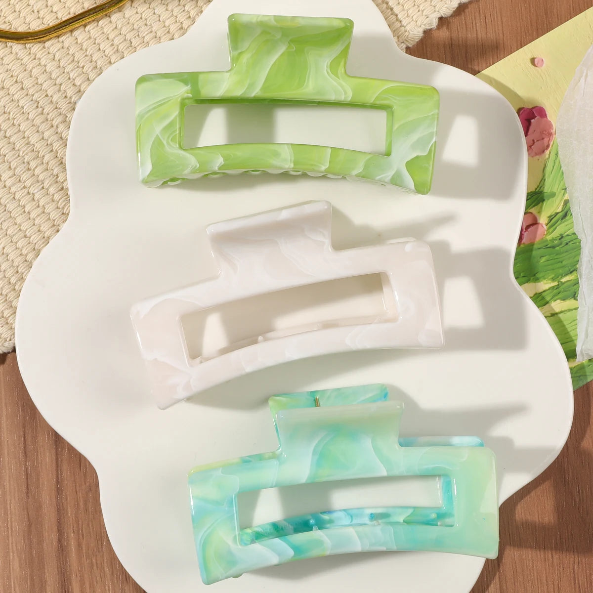 Matte Square Hair Claw Clips – Non-slip 3.4 inch Accessories for Thick Hair