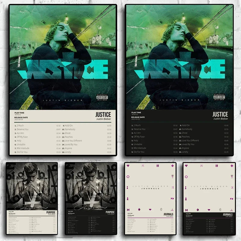 Justin Bieber Canvas Wall Art – Retro Hip Hop Music Poster for Home Decor