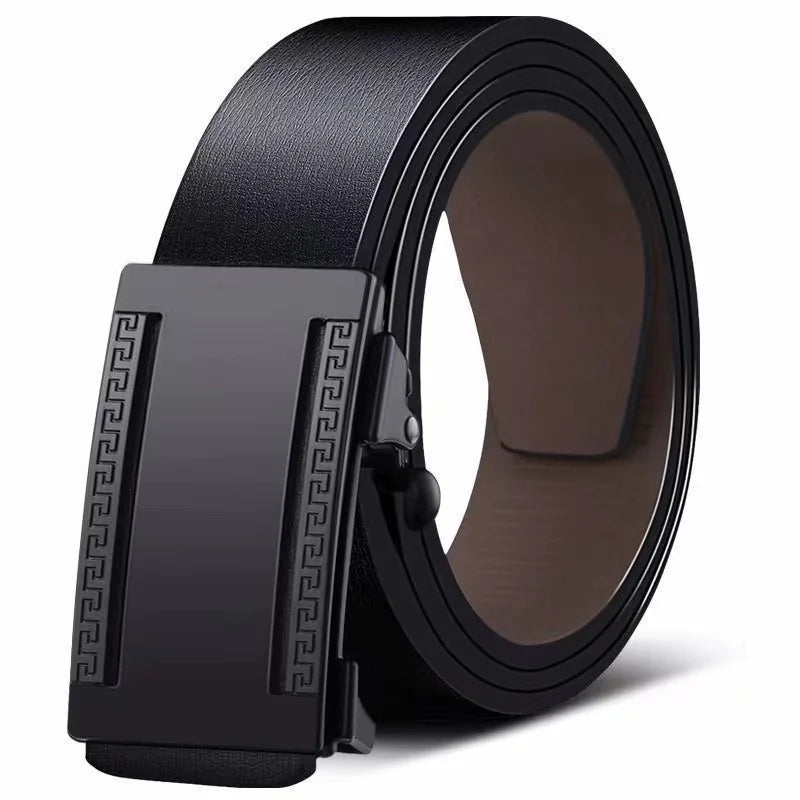 Genuine Leather Automatic Belt – Luxury Metal Buckle Strap for Men