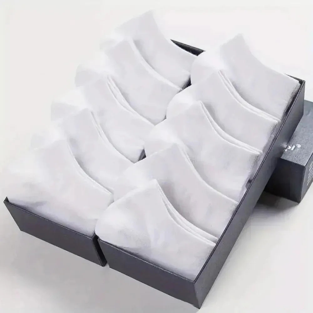 Men's Ankle Boat Socks – Solid Color Sweat-Absorbent Cotton for Business Sport