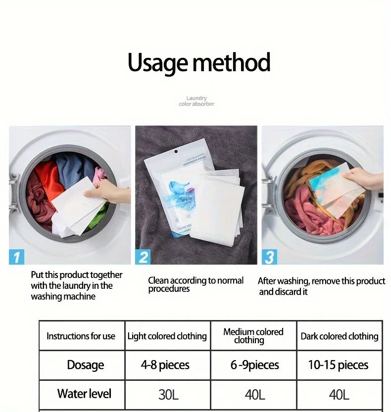 Color Absorbing Laundry Sheets – Anti-Staining Paper for Washing Machines