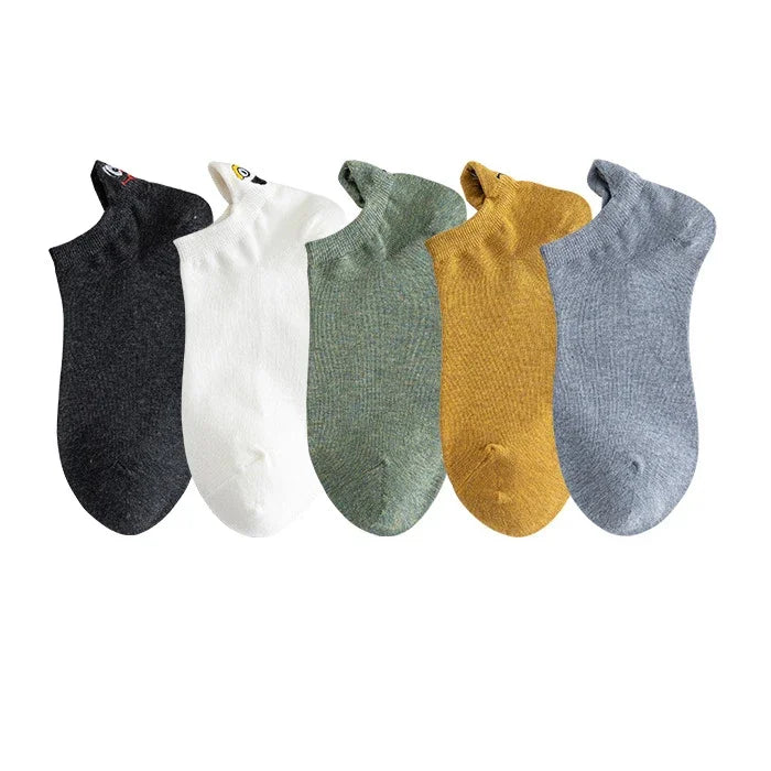 Embroidered Expression Ankle Socks – Kawaii Cotton Fashion for Casual Wear