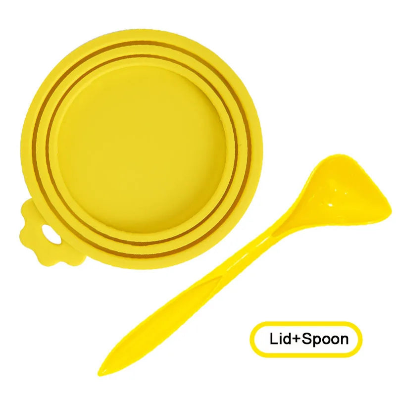 Silicone Pet Food Can Lids and Spoon – Airtight Seal for Dog and Cat Storage