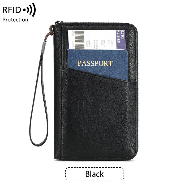 RFID Leather Passport Wallet – Anti-Theft Card Holder for Travel