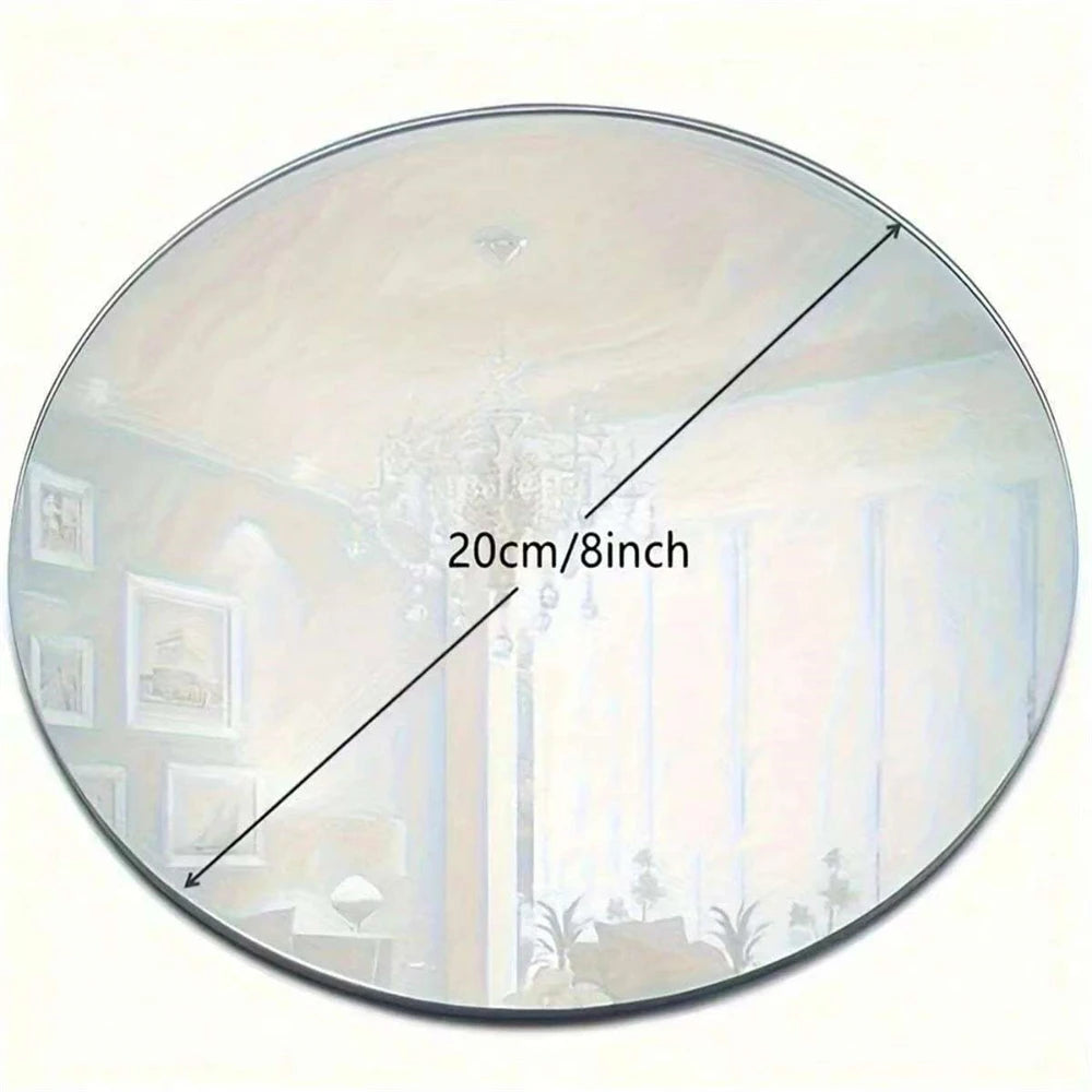 Acrylic Round Mirror Trays – 8 Inch Circle Candle Plates for Wedding Decor