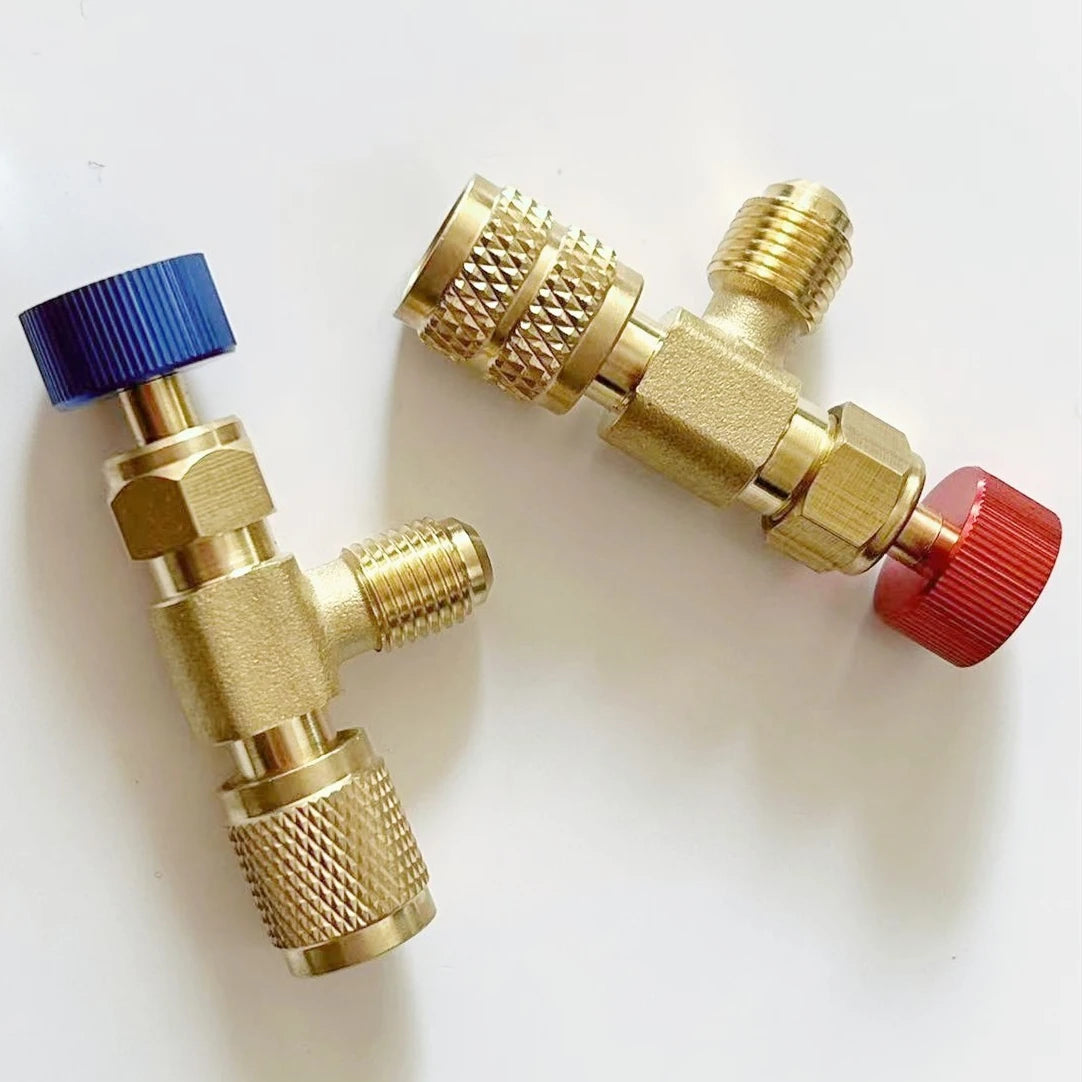 R410A to R22 Refrigeration Charging Adapter – Brass HVAC Hose Valve