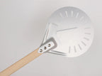 Perforated Aluminum Pizza Peel – Non-Slip Wooden Handle for Home Baking