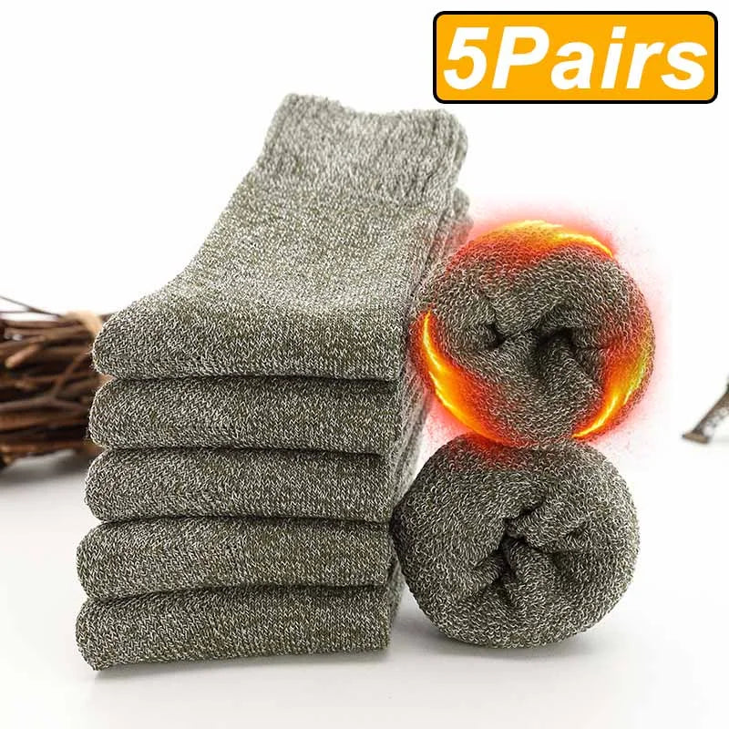 Thermal Terry Winter Socks – Thick Unisex Crew for Cold Weather