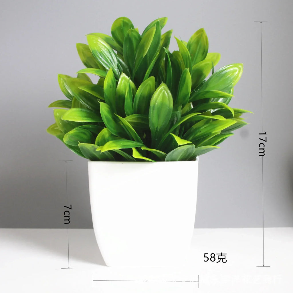 Artificial Potted Bonsai Tree – Realistic Green Plant for Home Office Decor
