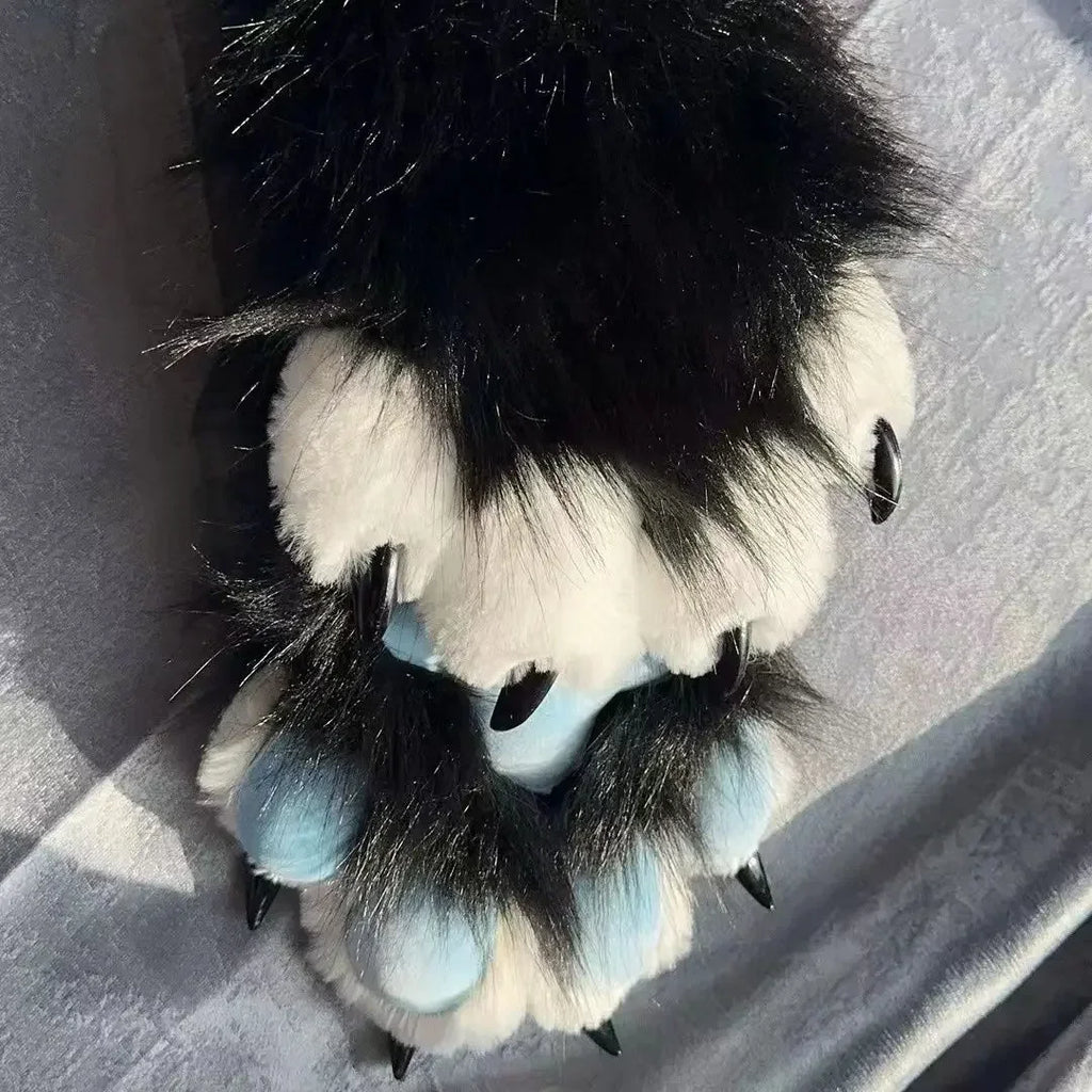 Plush Cat Paw Mittens for Furry Cosplay and Halloween Costume
