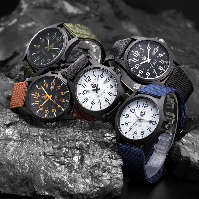 XINEW Nylon Band Quartz Watch – Military Casual Wristwatch for Men