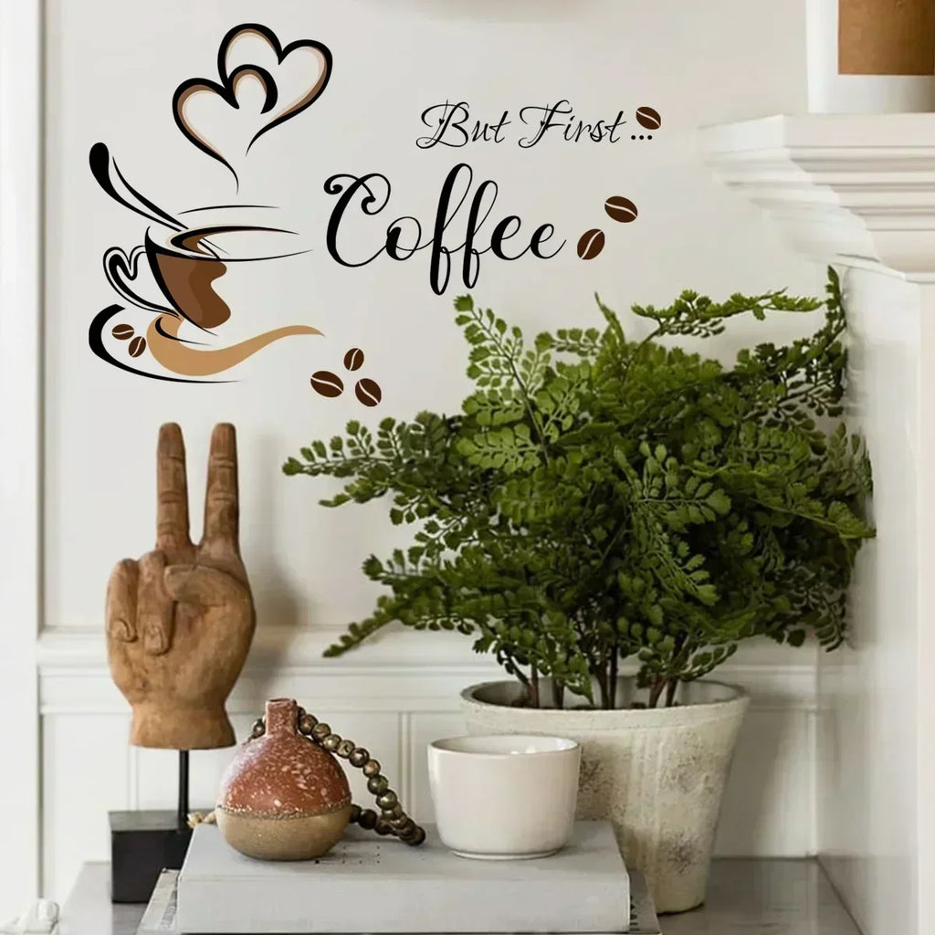 Coffee Cup Wall Stickers – Adhesive Vinyl Decals for Cafe Kitchen Decor