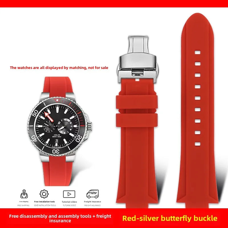 Rubber Watch Strap – Silicone Diving Band for Oris Aquis Series