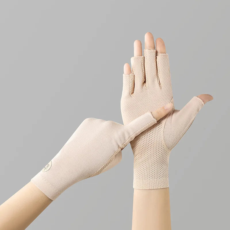 Cotton Fingerless Sunscreen Gloves – UV Protection for Driving and Outdoor
