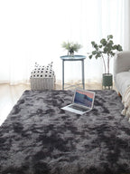 Plush Gray Area Rug – Fluffy Anti-Slip Velvet Carpet for Living Room Decor