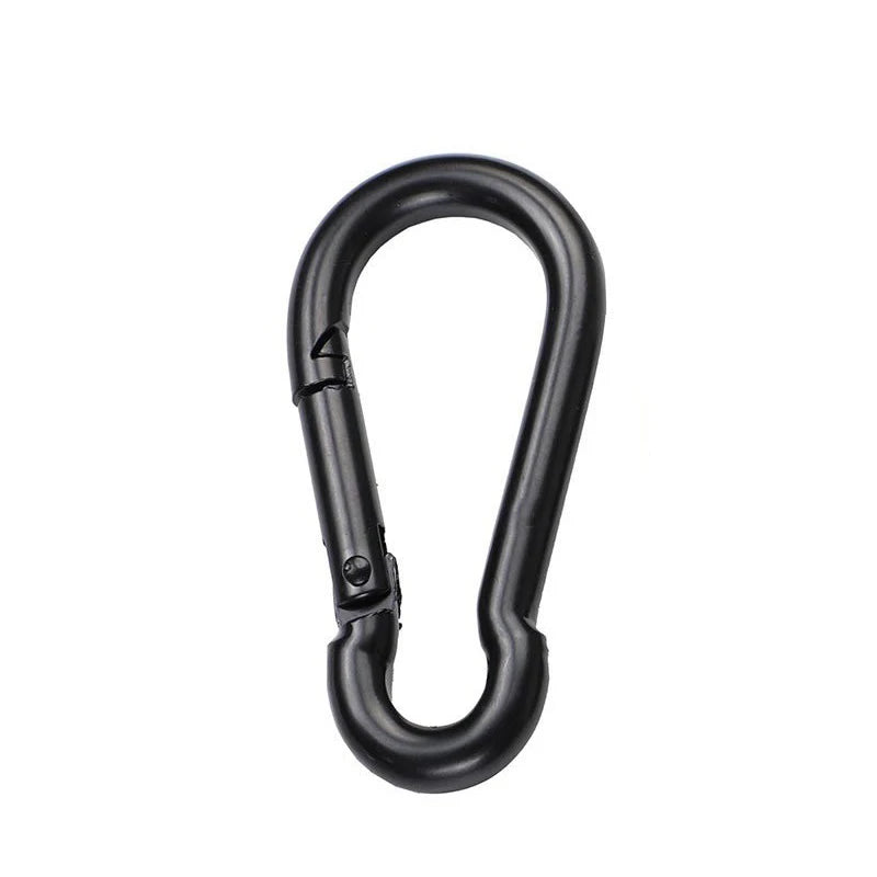 Iron Carabiner Snap Hooks – Heavy Duty Black Hardware for Outdoor Camping