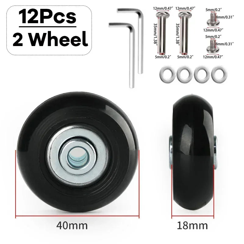 Luggage Replacement Wheels – Silent Repair Kit for Travel Suitcase
