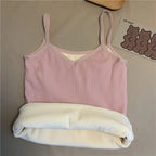 Velvet Corset Tank Top – Slim Fleece Winter Base Layer for Women