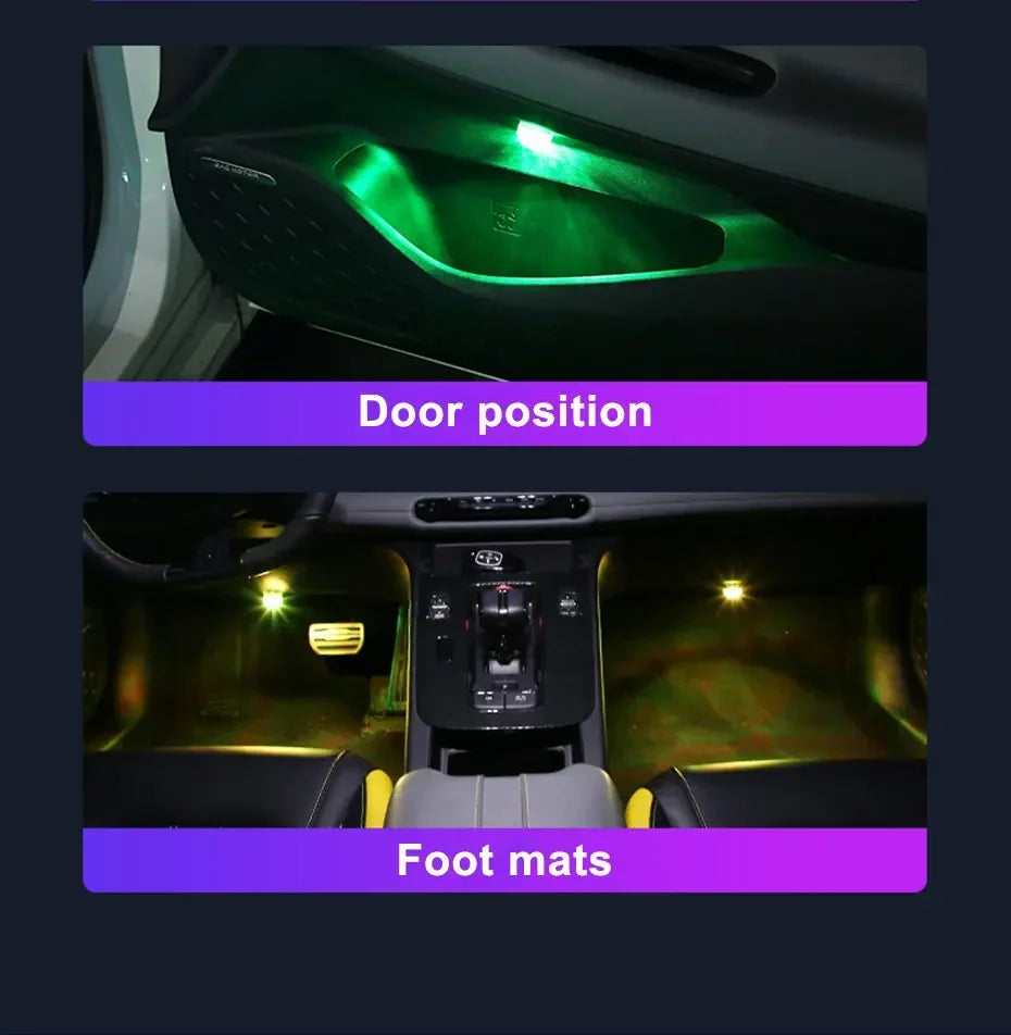 Wireless LED Ambient Interior Light – Adhesive Atmosphere Lamp for Auto Decor