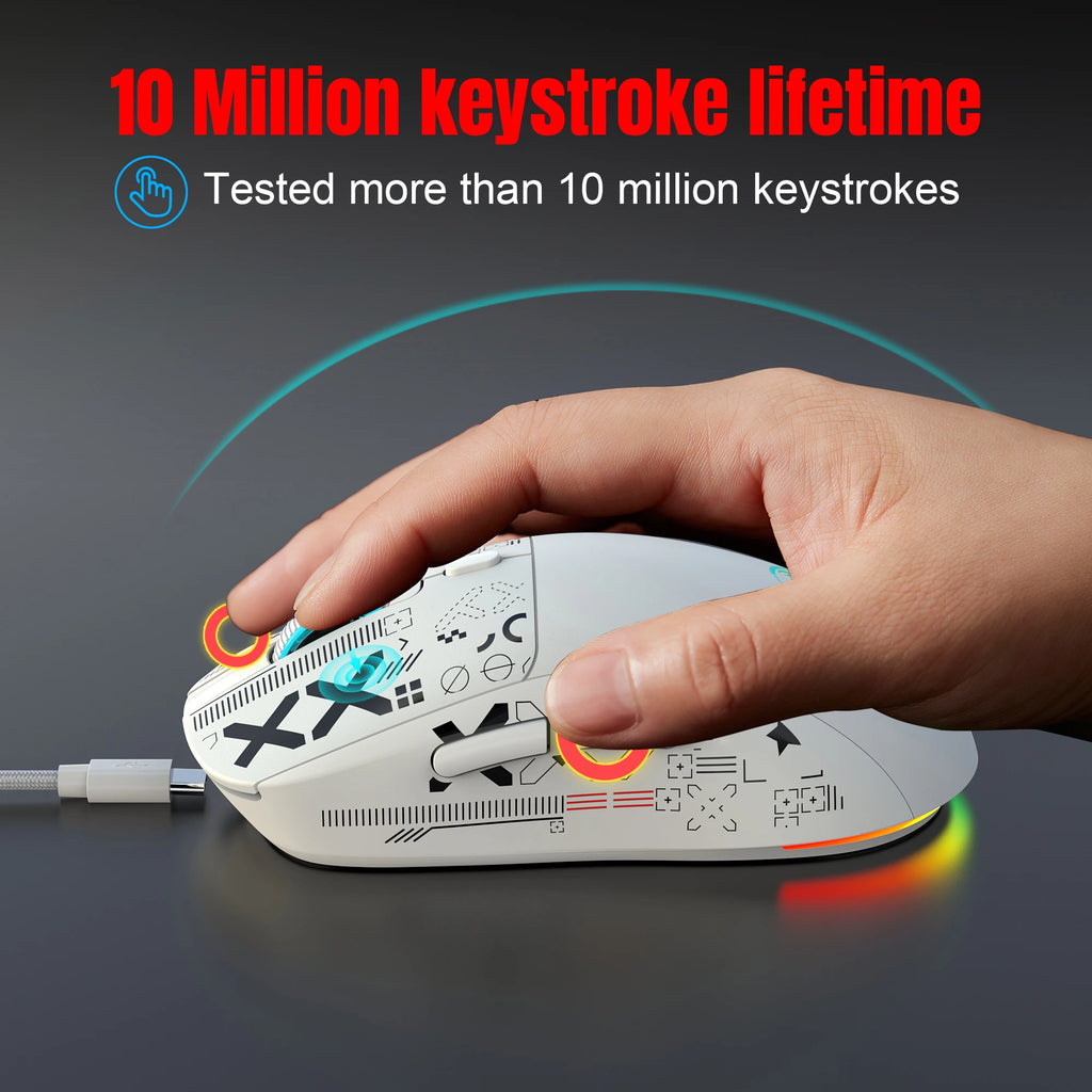 Wireless Gaming Mouse – Rechargeable RGB Ergonomic Silent Optical Mouse for Laptop
