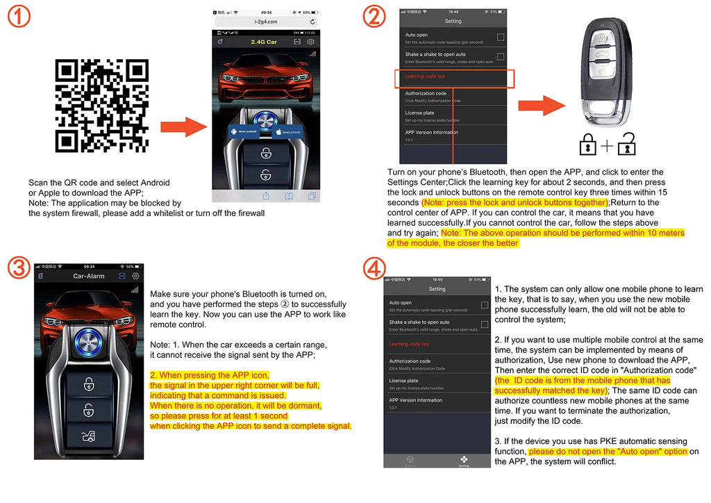 Universal Car Alarm System – Push Button Remote Start for Vehicle Security