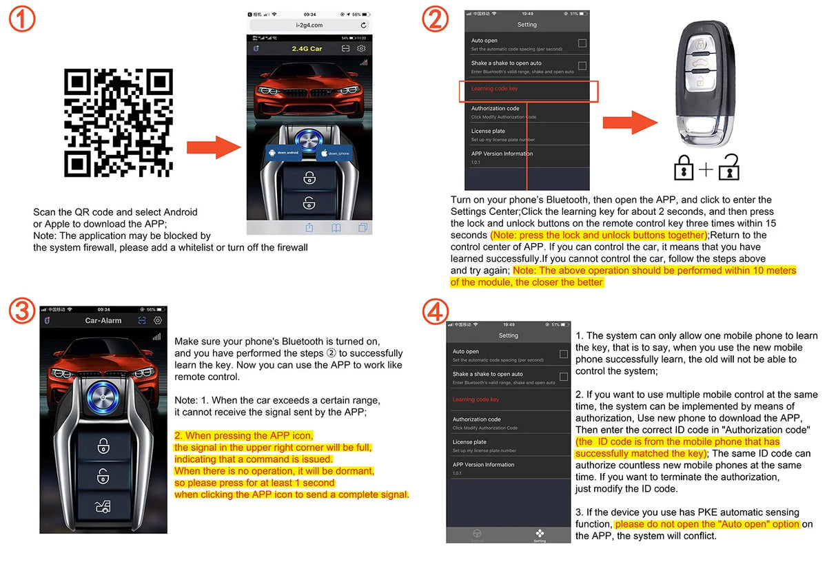 Universal Car Alarm System – Push Button Remote Start for Vehicle Security