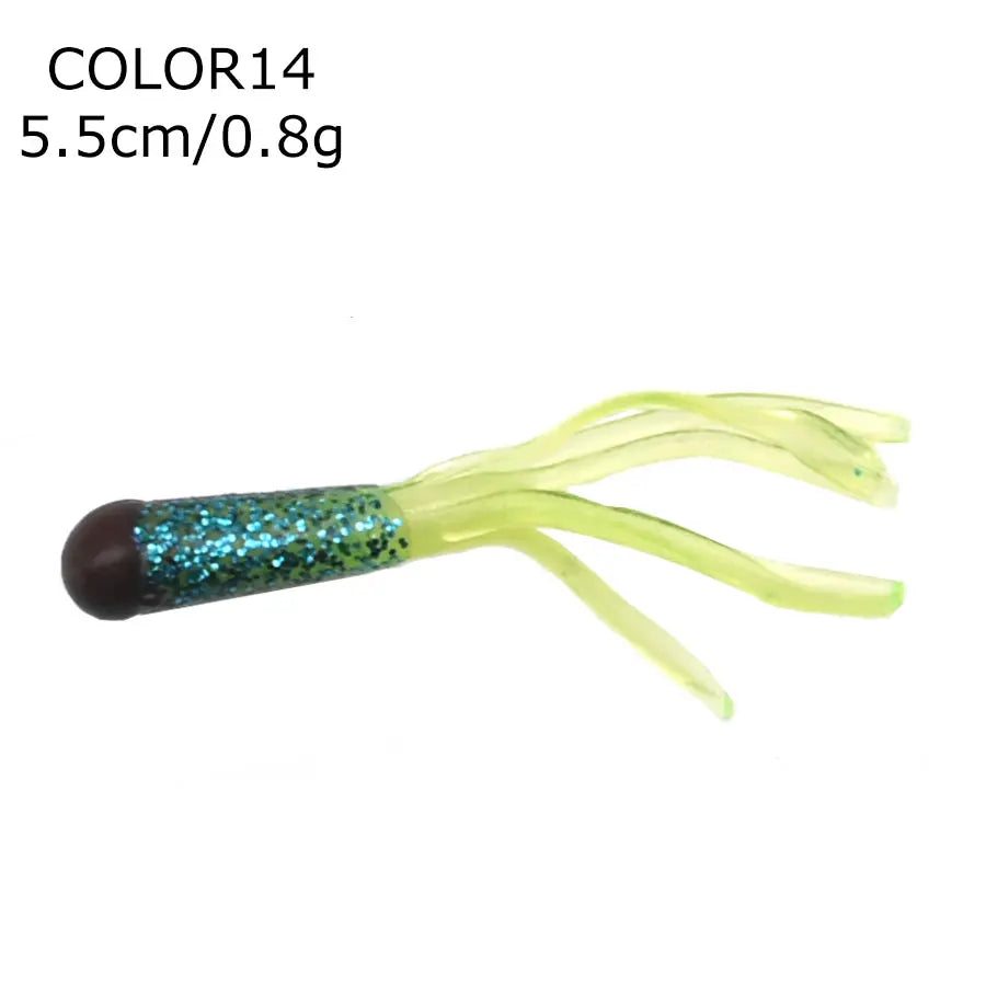 Soft Silicone Tube Worm Lure – 5cm Micro Bait for Bass Perch and Trout Fishing