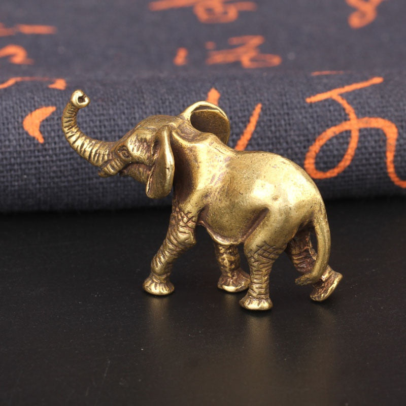 Antique Bronze Elephant Figurine – Solid Copper Miniature for Home Decor
