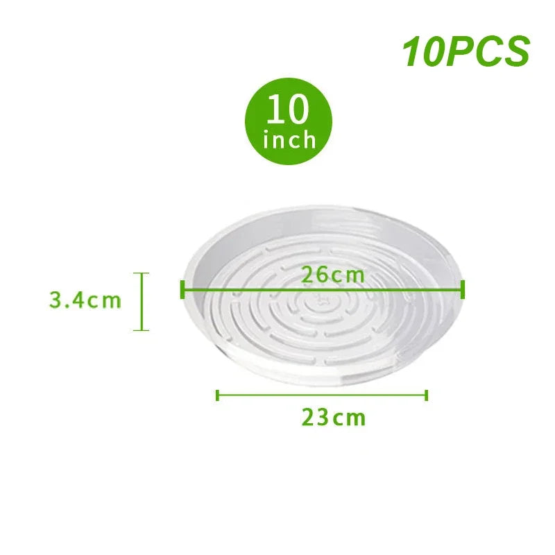 Clear Plastic Plant Drip Trays – Sturdy Round Saucers for Indoor Outdoor Pots