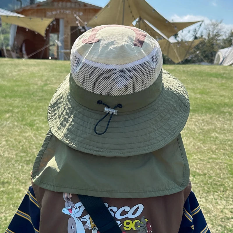 Kids Sunshade Fishing Hat – Breathable Wide Brim Shawl for Outdoor Summer