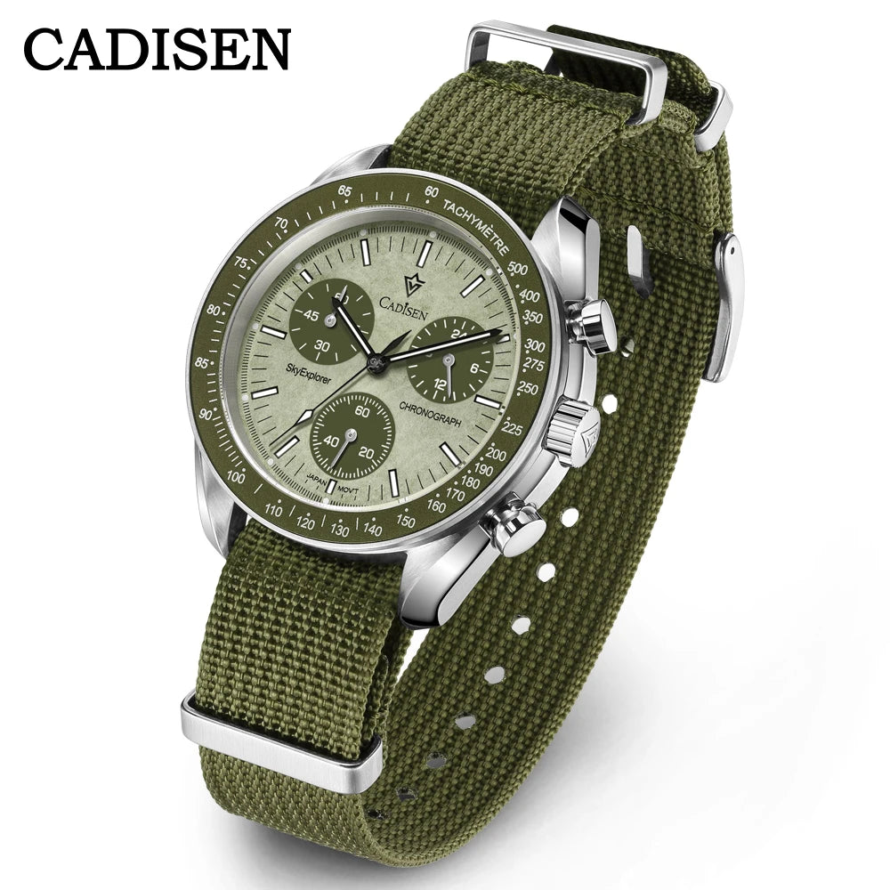 Cadisen Quartz Chronograph Watch – Sapphire Crystal for Men Business Formal