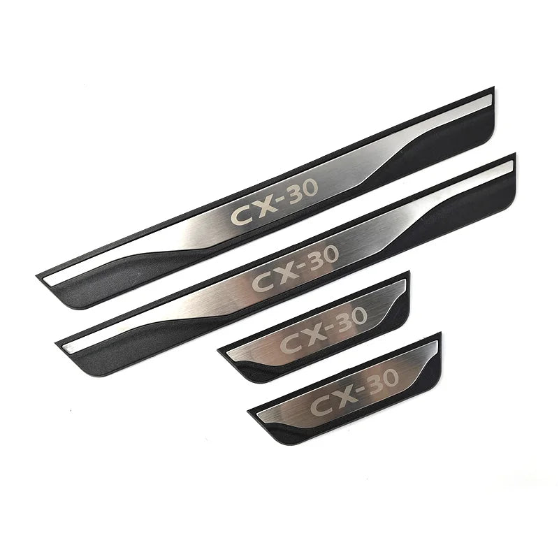 Stainless Steel Door Sill Guards – Interior Protective Scuff Plates for Mazda CX-30